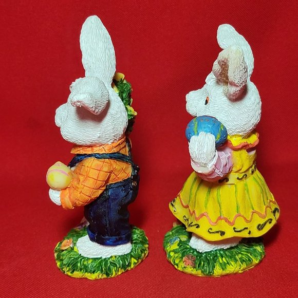 VTG Ks Collection Spring Easter Bunny Rabbit Figurine Home Decor Set of 2 - Picture 11 of 13